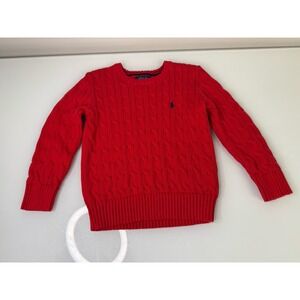 Polo Ralph Lauren Kids Youth Red Cable Knot Sweater Size Small *See Info* Pony